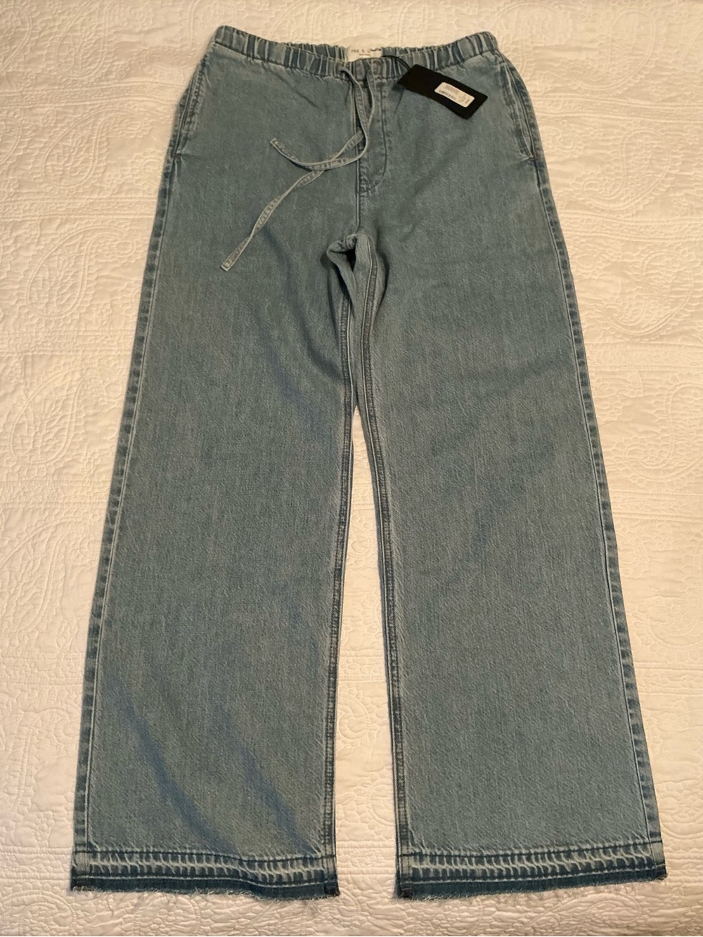 rag & bone Lori Beach Pant Wide Leg Drawstring Denim, Small NWT